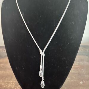 Silver Teardrop Lariat Necklace